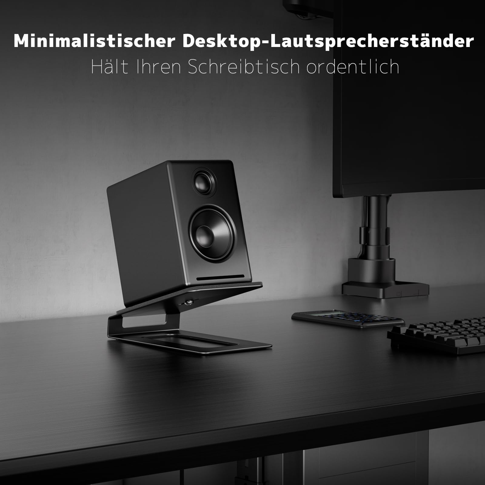 PUTORSEN Studiomonitor-Ständer mit Schwingungsdämpfung | 10 kg Tragkraft | 16° Neigungswinkel | Kompakte 7,5-10 cm Höhe | Für PC-Lautsprecher & Soundbars (Paar)