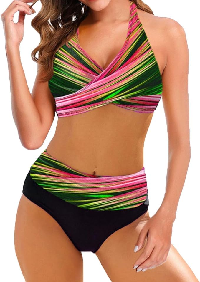Mujer Bikini Tankini Traje de Baño Dos Piezas Push Up Cintura Alta