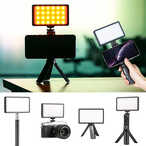 Miniatura 9 de Weeylite RB08P - Luz de video LED RGB, luz de cámara LED de bolsillo pequeño portátil con mini trípode y soporte para teléfono, panel de luces de