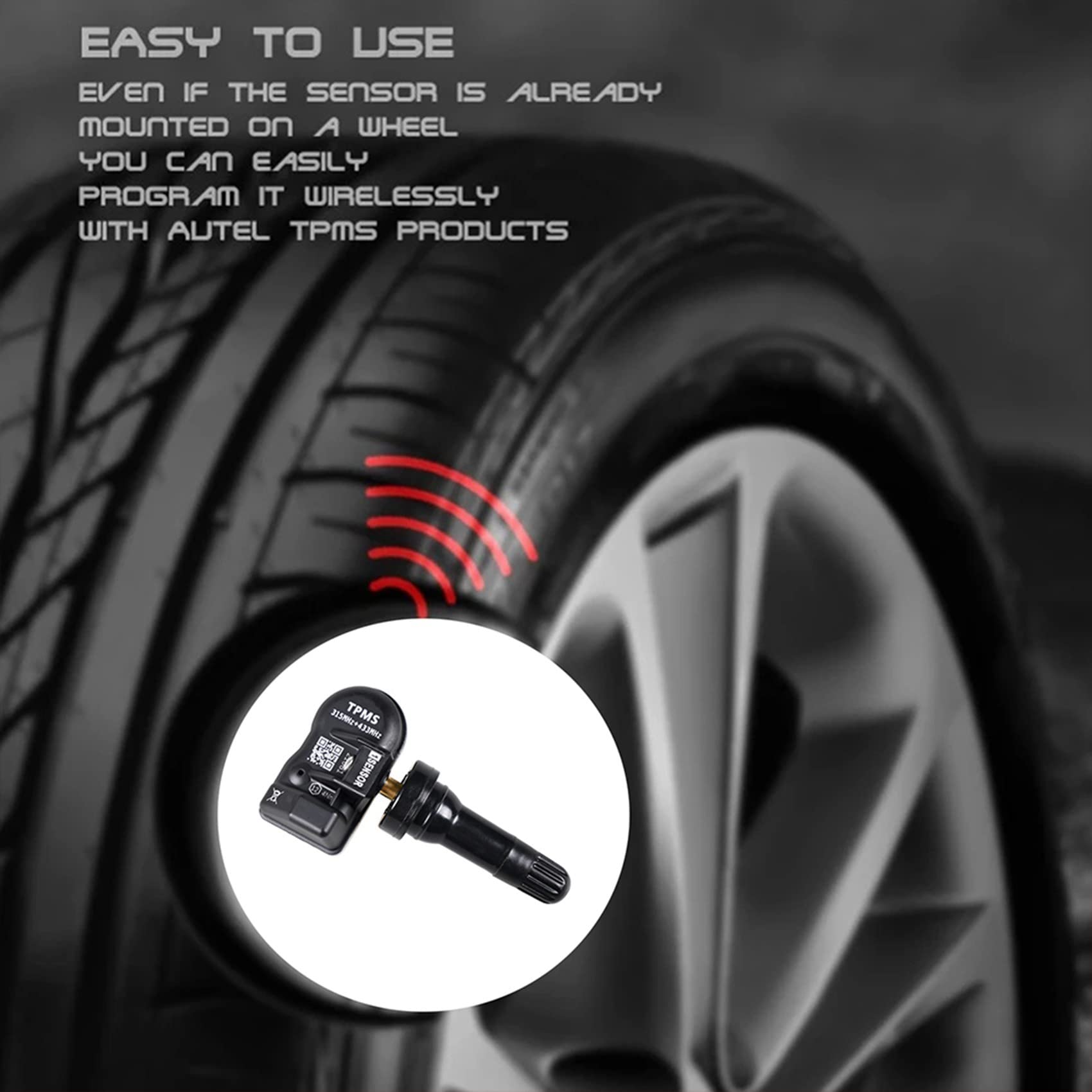 8Pcs Capteur de Pression des Pneus Programmable MX Sensor 315MHZ+433MHz 2 en 1 Système de Surveillance des Capteurs de Pression des Pneus Outil Universel et Modifiable TPMS- de Remplacem