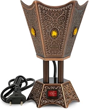 Electric Incense Burner | Arabic-Middle Eastern Style Metal Bakhoor Burner | Traditional Tabletop Censer for Aromatherapy, Home Fragrance, Yoga, Spa, Office Decor Copper, IB-23