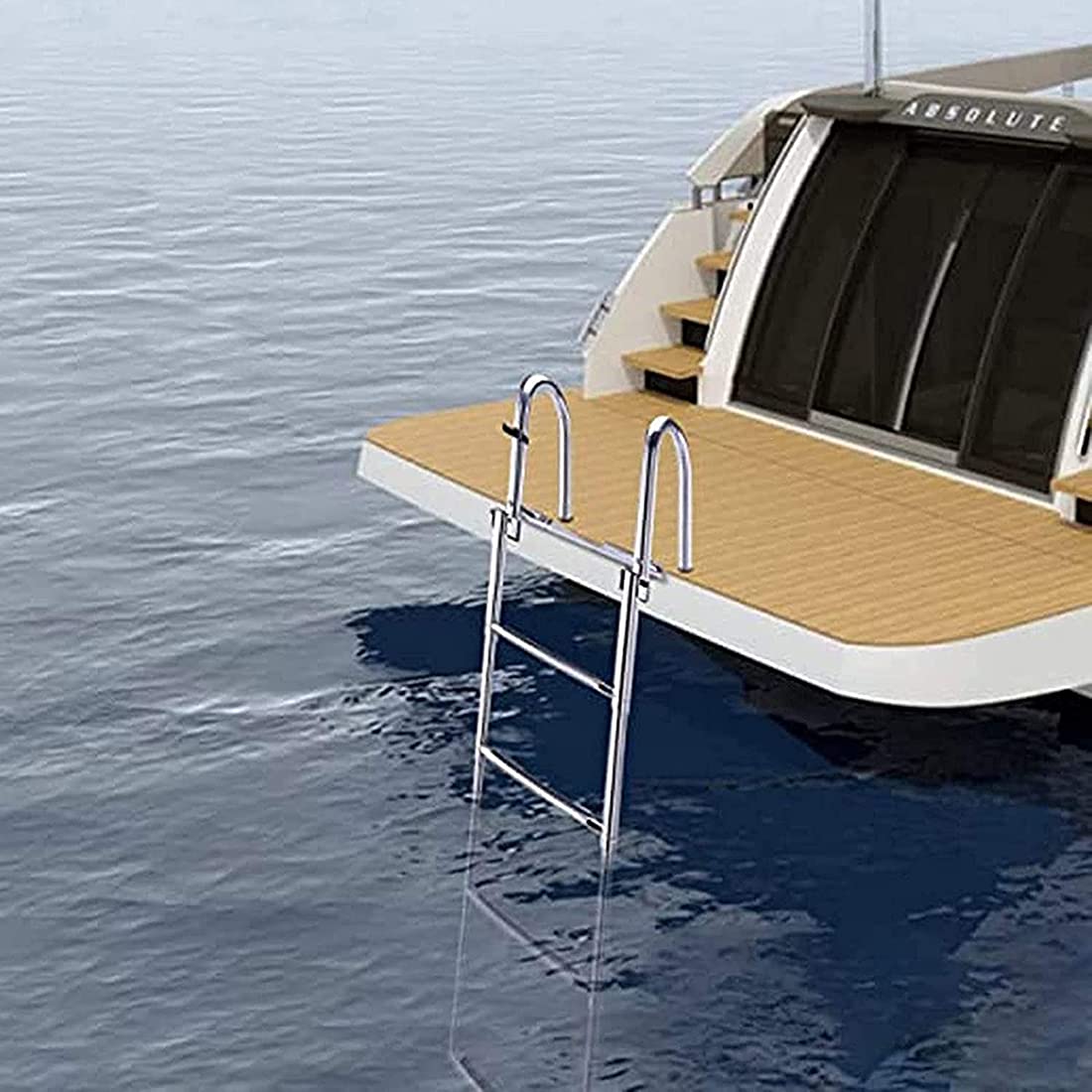 Scaletta da Bagno Telescopica, Barca in Acciaio Inossidabile Ponte per Yacht Pieghevole con Gradini Antiscivolo Corrimano E Ampia Scala Pedalò Yacht/Barca/Molo della Piscina
