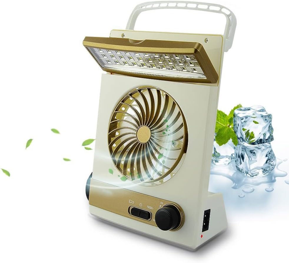 DangLeKJ Ventilador portátil 3 en 1 multifunción mini ventilador LED lámpara de mesa linterna luz solar para el hogar camping ventilador solar para exterior