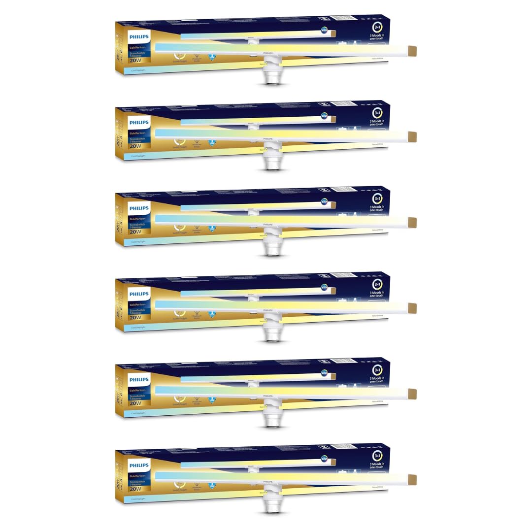 Philips 20W B22 LED T-Beamer |Compact 2ft 3 Colors in 1 LED Beamer | Scene Switch T-Beamer for Home & Decoration | Color: Tunable White | Pack of 6 | Gold Perform Series