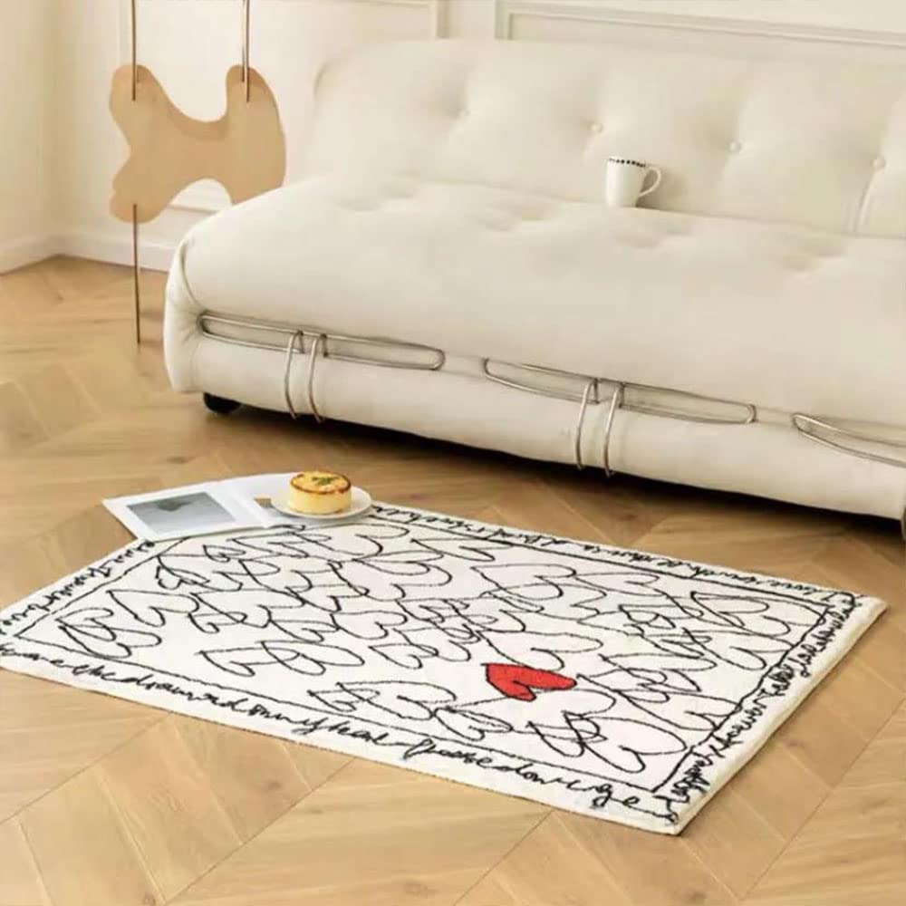 Love Heart Area Rug Romantic Bedroom Rugs for Living Room Bedroom Entrance Carpet (32×47 inch)