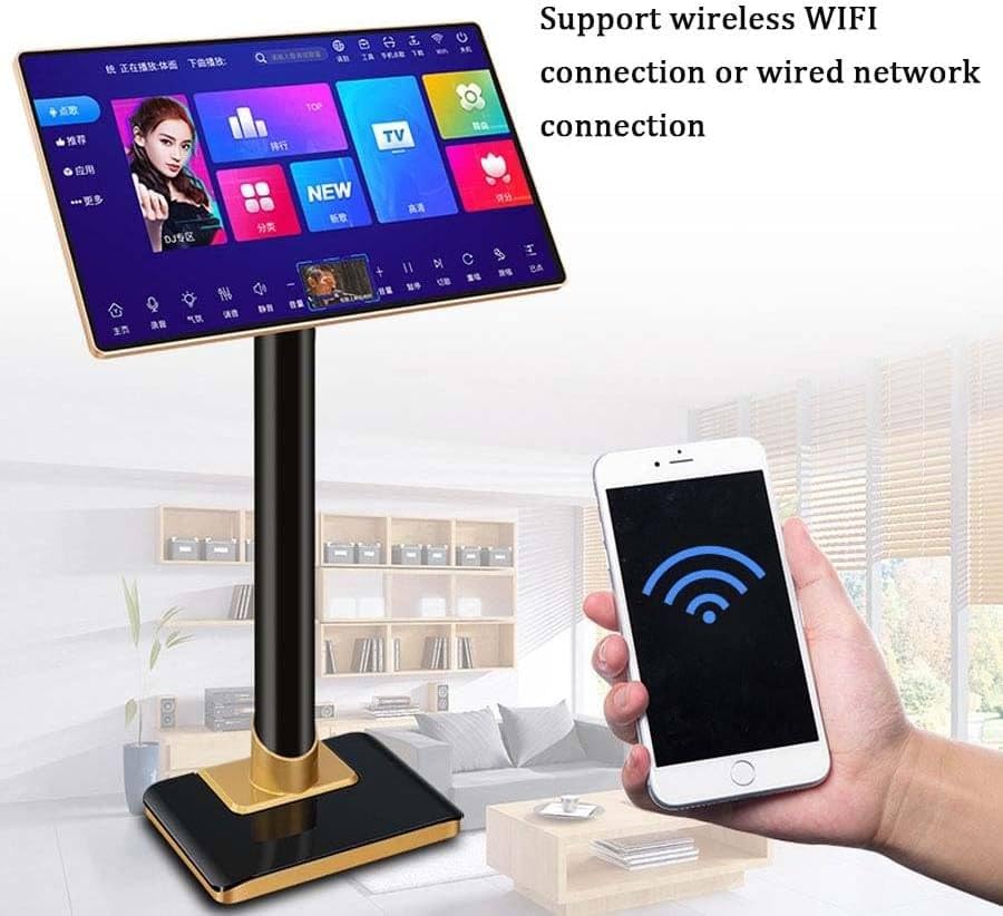 Macchina per karaoke con microfono wireless, touch screen, controllo, download di canzoni cloud, riverbero integrato