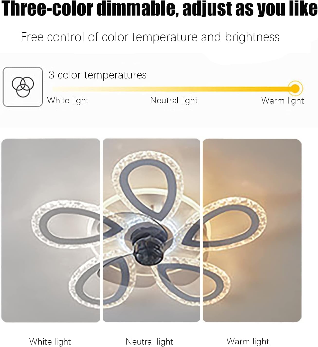 Simplicity White Ceiling Fan Light with Remote Controller 3-Speed Smart Timing Dimmer Led Modern Ceiling Fan with Lighting Modern Ceiling Fans Lamps Interior Lighting for Living Room Bedroom