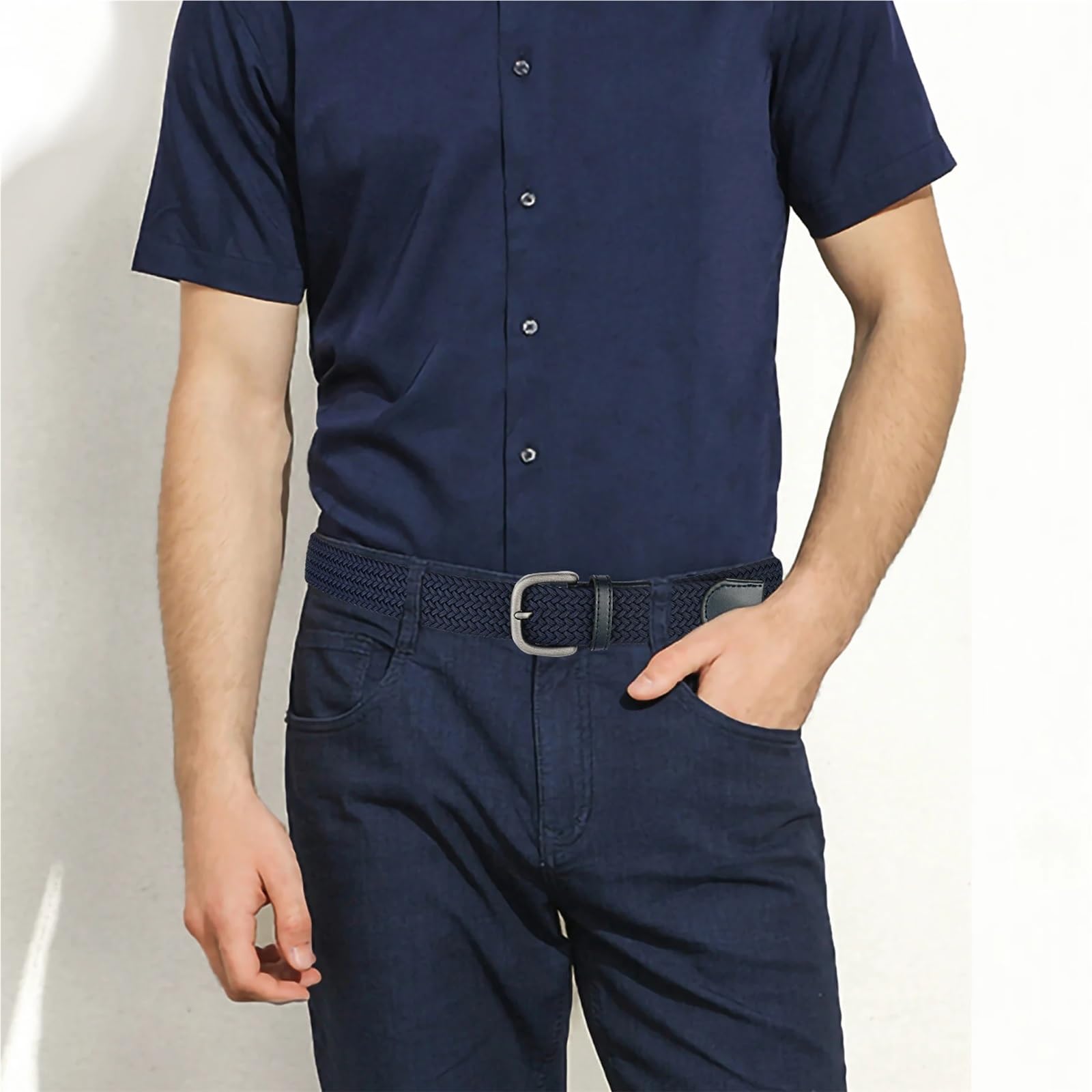 2 Stück Gürtel Plus Size Herrengürtel geflochtener Golfgürtel Wendegürtel Stretch gewebter Webgürtel Für Männer Jeans