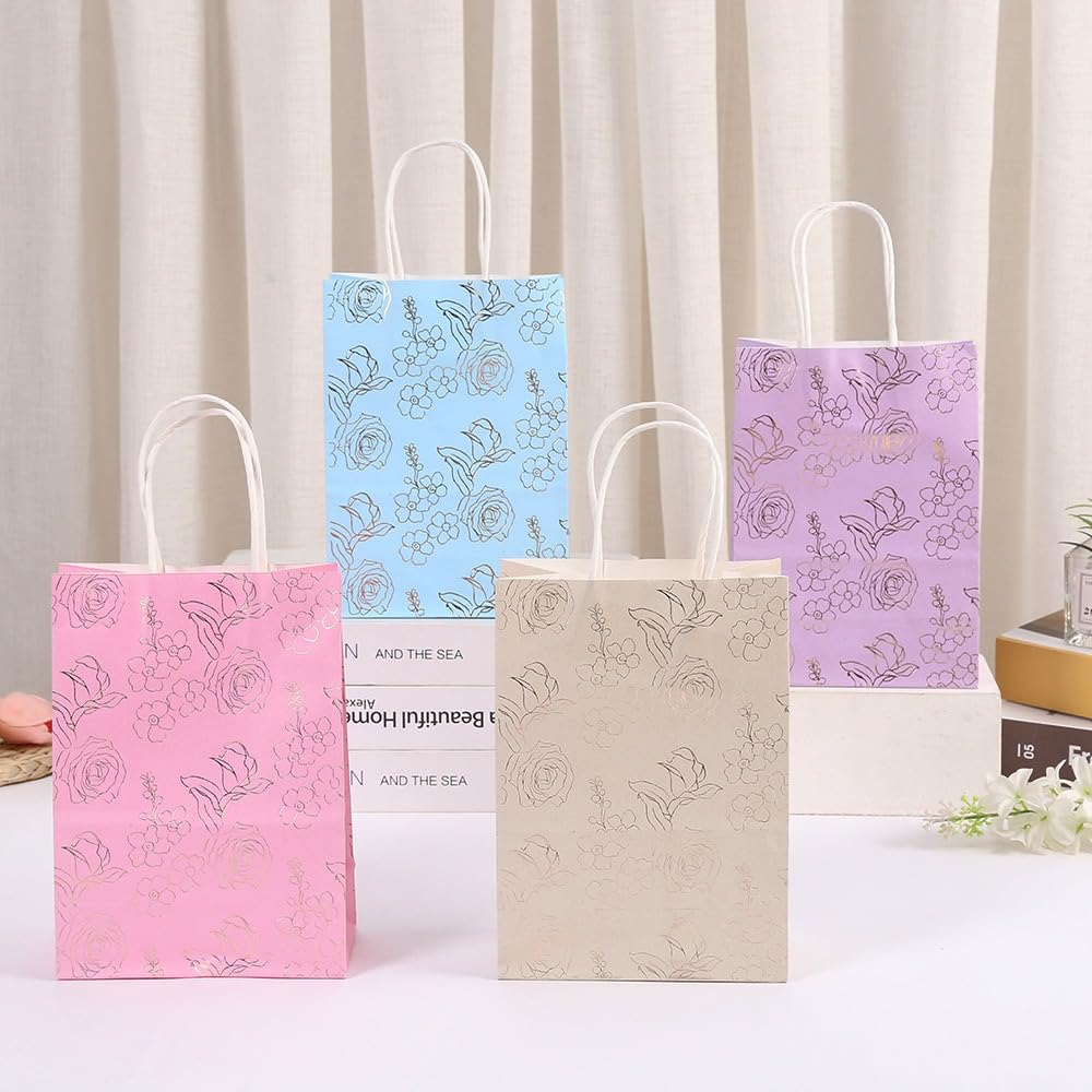 SATYAM KRAFT 4 Pcs Golden Boarder Floral Print Gift Bags with Handle Gift Paper bag, gift For Gifting, marriage,Xmas Return Gifts, Christmas, Birthday, Wedding, Party, Seasons Greetings(Large) (B0D6YN1595) Amazon Price History, Amazon Price Tracker