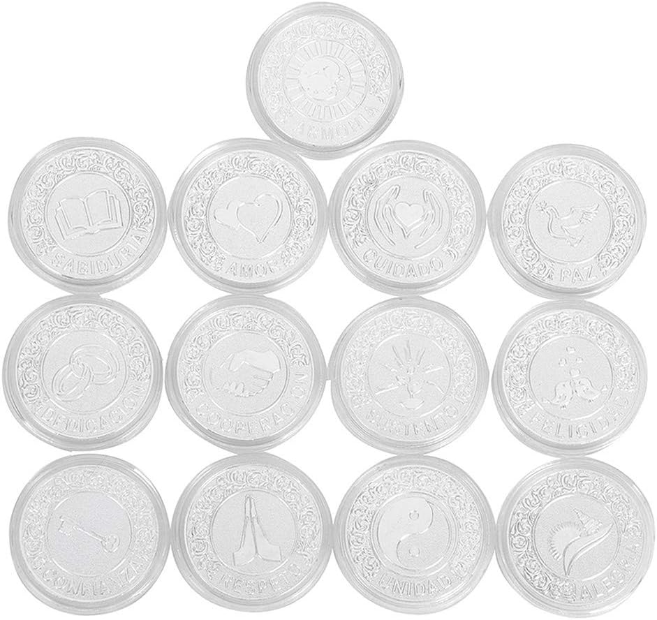 TINGKU Spanish Silver Arras de Boda Plata Wedding Arras Unity Coins Set Wedding Ceremony Accessories for Brides with Box