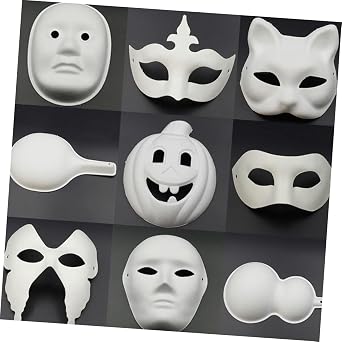 JOINPAYA 9 Pièces Masque Diy Blanc à Peindre Lot de Masques Pâte à Papier pour Fête et Carnaval Unisexe Confortable et pour Bricolage et Activités Manuelles JOINPAYA 9 Pièces Masque Diy Blanc à Peindre Lot de Masques Pâte à Papier pour Fête et Carnaval Unisexe Confortable et pour Bricolage et Activités Manuelles