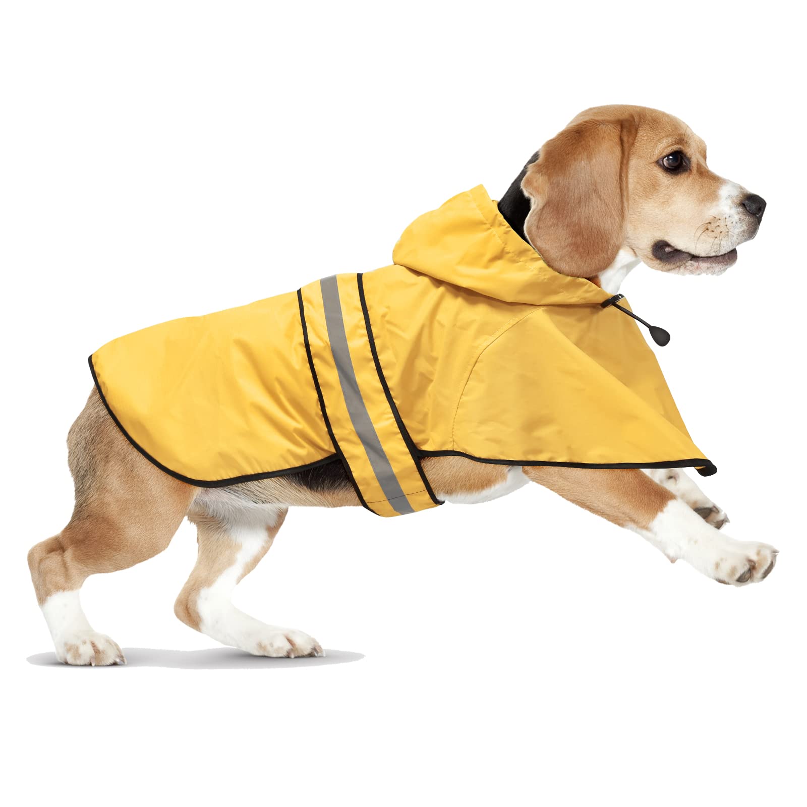 Domagiker Waterproof Dog Raincoats - Hooded Raincoats for Dogs, Adjustable Reflective Dog Rain Coat, Windproof Dog Rain Jacket Pet Rain Slicker Poncho for Small, Medium, Large Dogs (Small, Yellow)