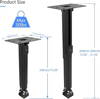 suptek Extended Mini Projector Ceiling Mount Adjustable Wall Mount with Thread Adapters for Projector DVR Camera, Max 21inch (PR05MINIB)