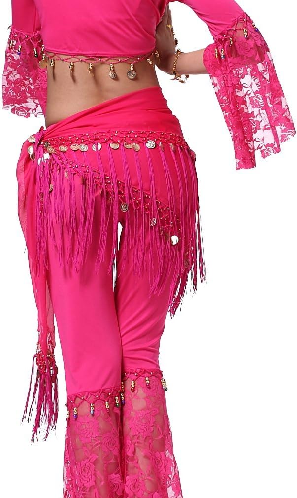 Women's Belly Dance triangler Hip Scarf With Coins - Image 4