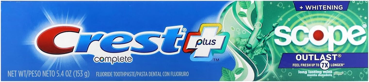 Crest + Scope Outlast Complete Whitening Toothpaste, Mint, 5.4 oz
