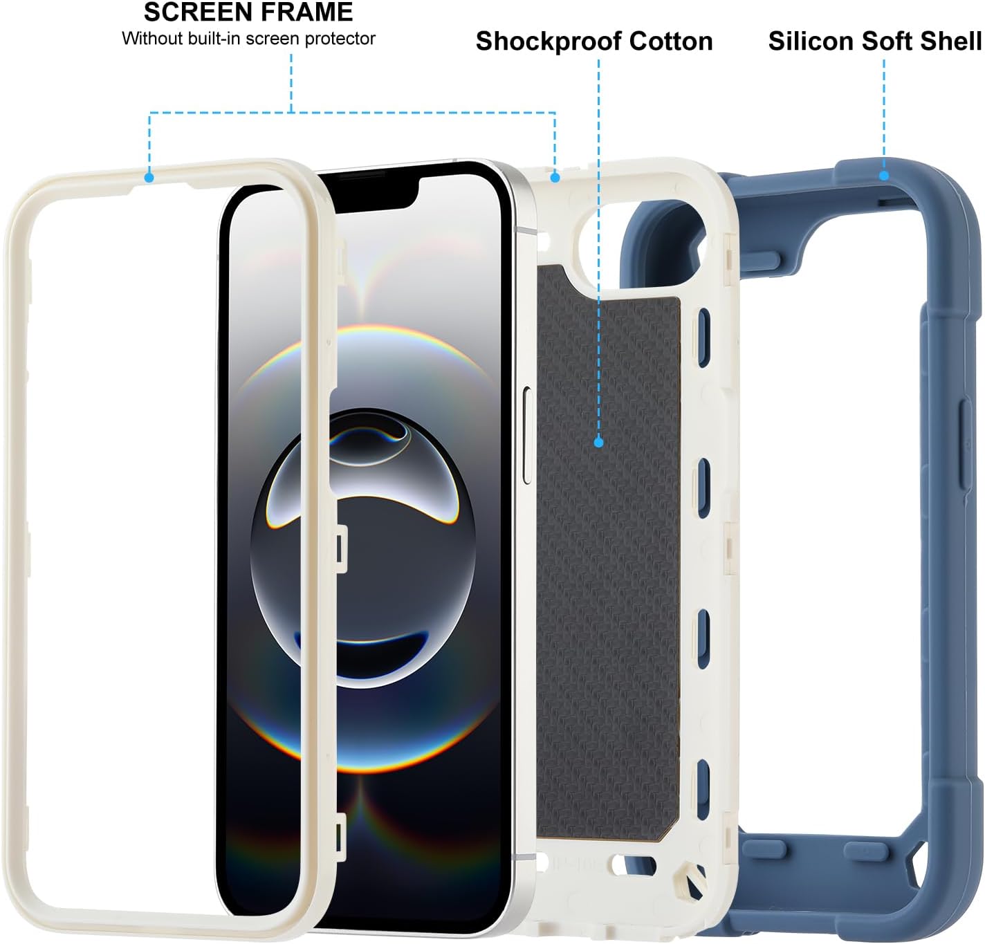 MARKILL Compatible with iPhone 17e/iPhone 16e Case with Stand, Military Grade Drop Protection Full Body Rugged Heavy Duty Case 3 in 1 Protective Durable Cover for iPhone 16e/17e Blue