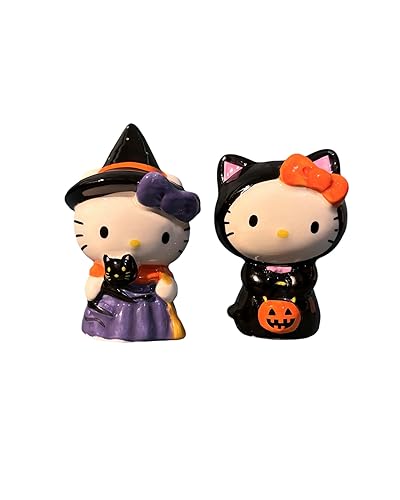 Blue Sky Clayworks Hello Kitty in Cat and Witch Costume Character Salt and Pepper, Set of 2, 3.25-inch Height, Limited Edition, Ceramic
