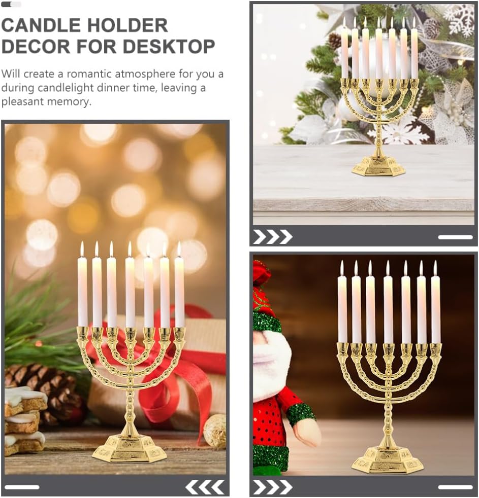 VOSAREA Branch Menorah Candle Holder Elegant Religious Candlestick for Home Decor Weddings and Festivals High for Tealights and Shabbat Celebrations