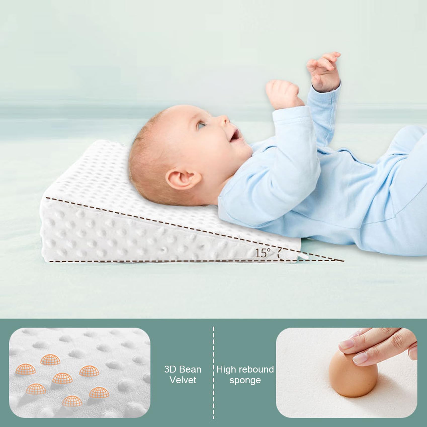 Cuscino Cuneo Muzrunq Per Neonati - Supporto Ergonomico 16x13x3 Pollici Bianco - Foto 2