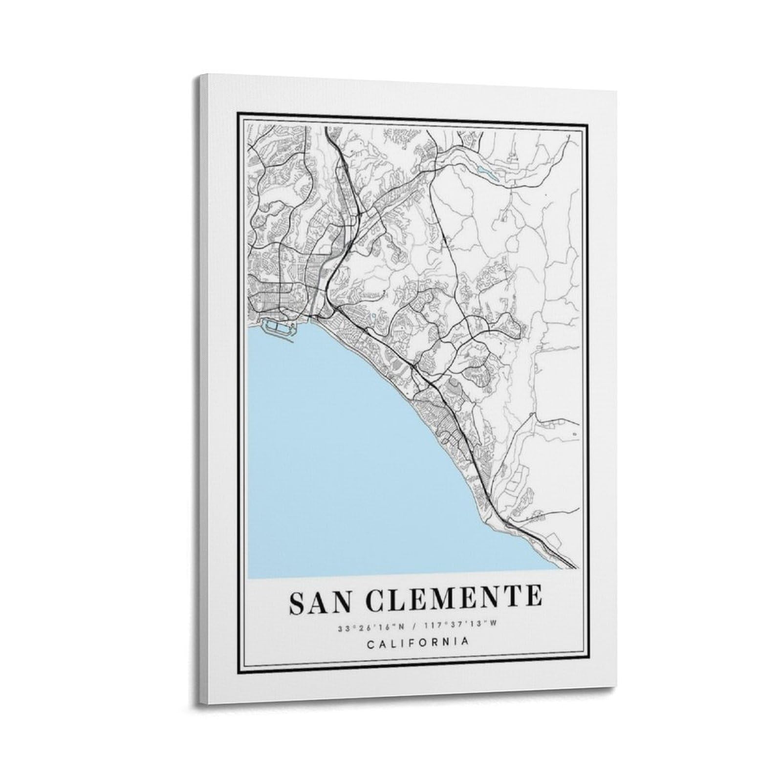 xiaoxiaoshen San Clemente California Map Canvas Poster Wall Art Prints Room Aesthetic Murals Bedroom And Living Decorations 20x30inch(50x75cm)
