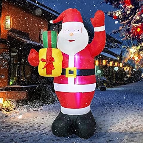 150CM Inflatable Santa Claus, Christmas Inflatable Outdoor Santa Claus Christmas Decoration with LED Light Giant Inflatable Santa Claus Party Xmas Inflatable Outdoor Garden Decorations Cover