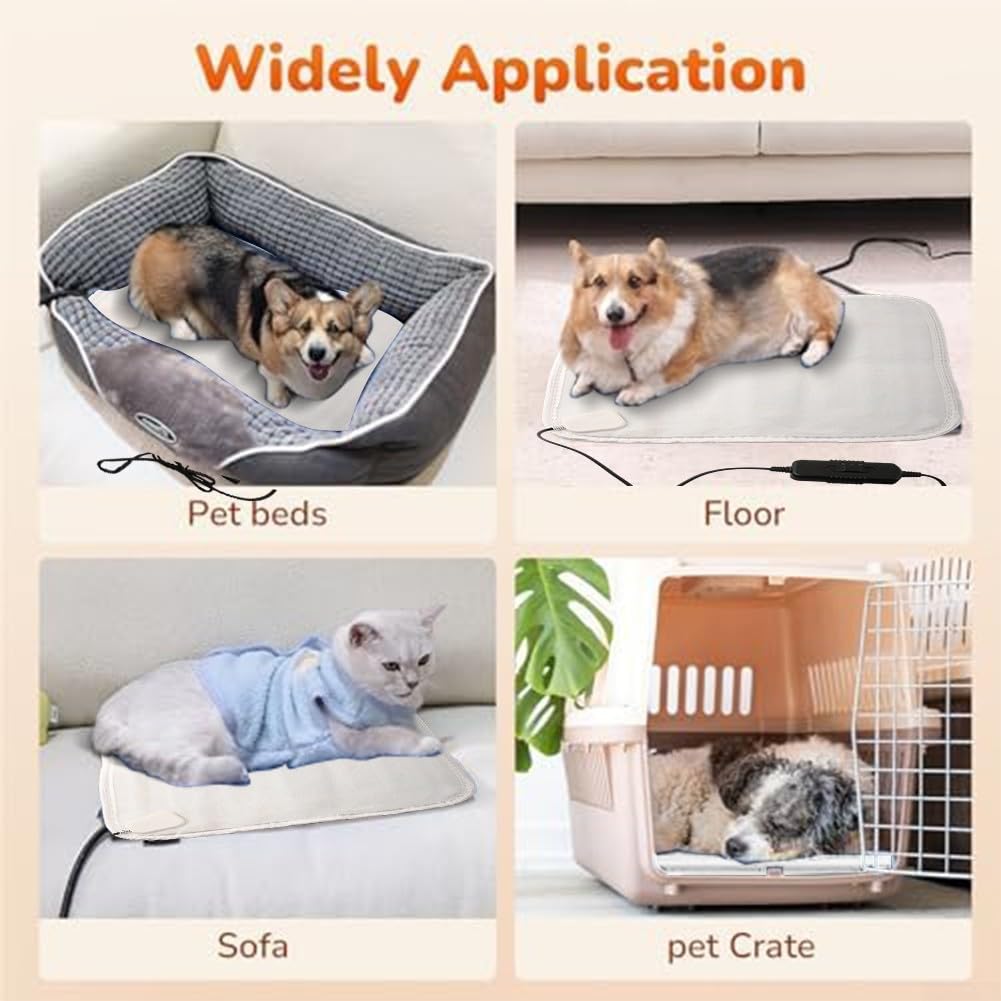 Tappetino riscaldante per animali domestici, a energia solare, coperta riscaldante elettrica per cani, tappetino caldo con temperatura regolabile, per uso in inverno, interno ed esterno (grigio)