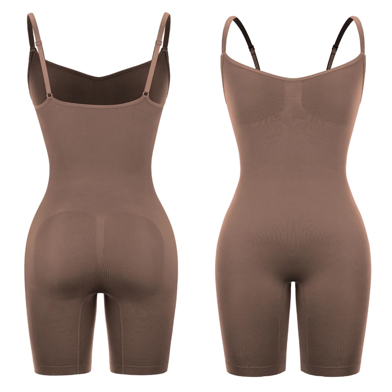 Bodysuit Shapewear 2 pezzi corsetto dimagrante in vita for donna body shaper corsetto dimagrante senza cuciture allenatore in vita shapewear body sollevatore di testa für Snellente(Brown Full Back,XS-