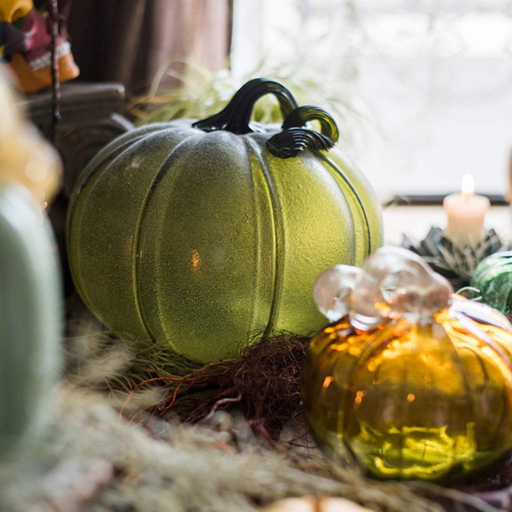 Dekoracje na biurko do wnętrz Szklana dynia Kolekcjonerska Figurka Prezent Craft Dyni Szkło Wygląd Tabletop Dekoracja 5 "Halloween Dekoracyjne Dekoracja blatu