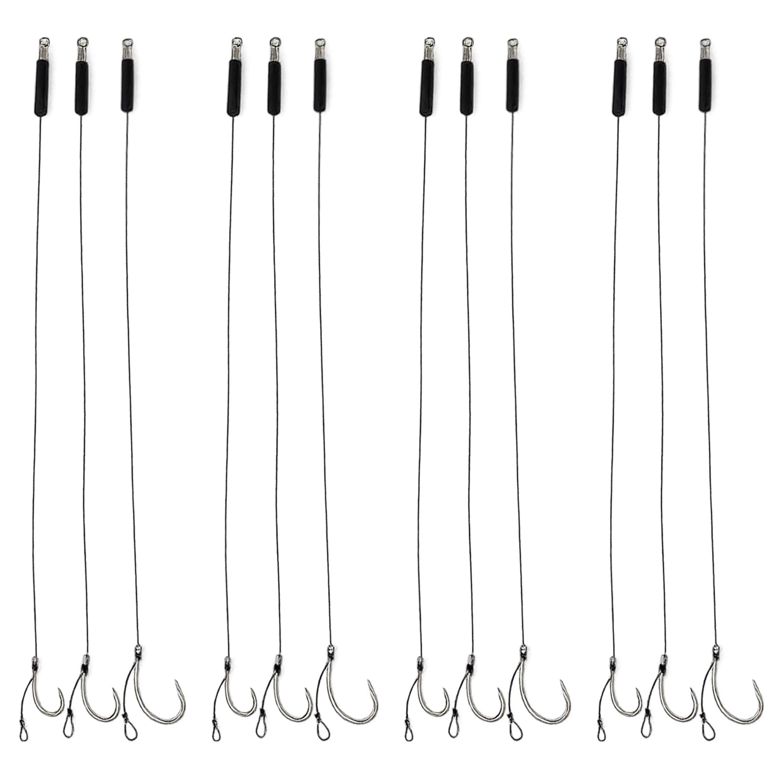 12Pcs Hooks Curve Shank Carp Hooks Sizes 6, 8 &10 Fishing Hair Rigs Barbless Carp Fishing Tackle Fishing Hook,Protective Rubber Sleeves for Freshwater & Saltwater Angling