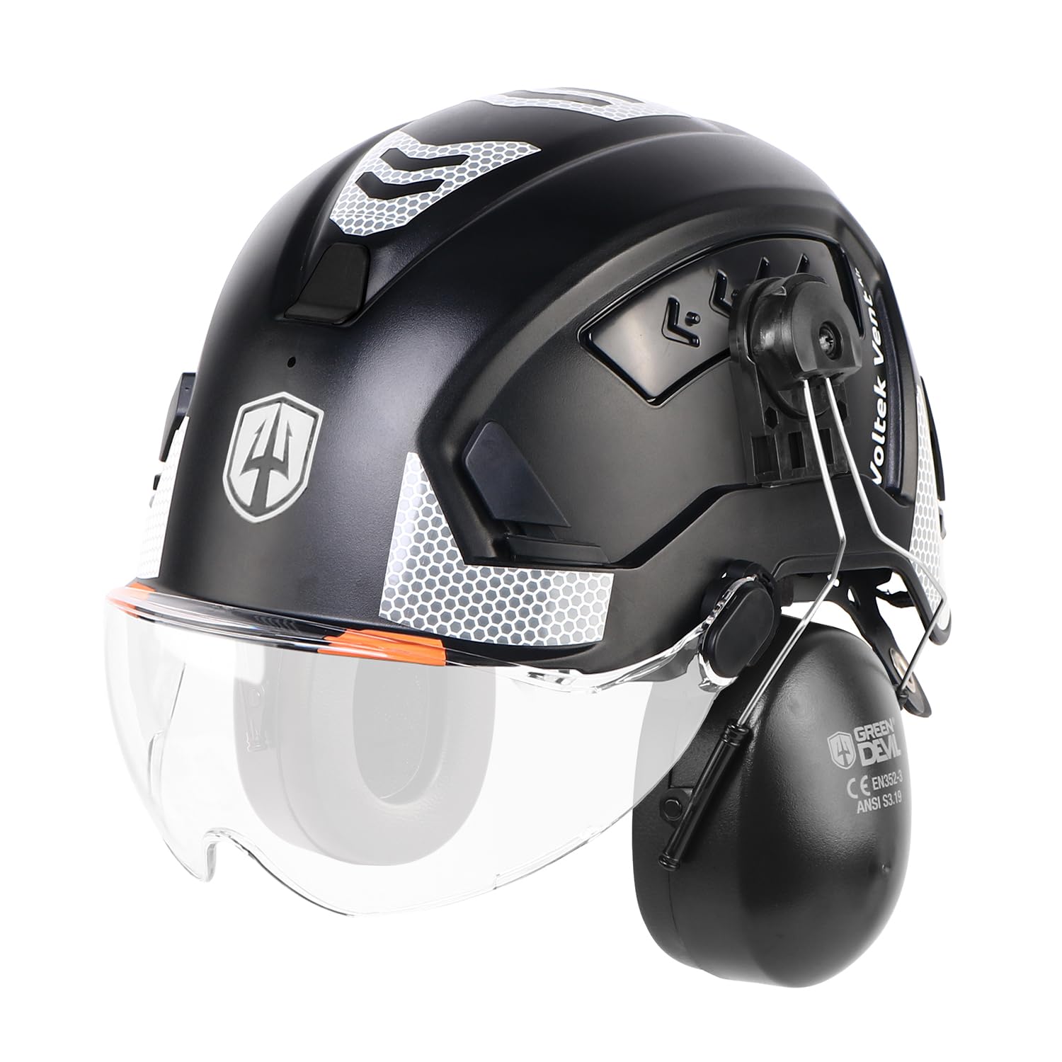 GREEN DEVIL VOLTEK Vent AIR Set - Höhenarbeits-Schutzhelm EN12492 Zertifiziert + Passiver Gehörschutz SNR 32dB + Klares Ersatzvisier EN166