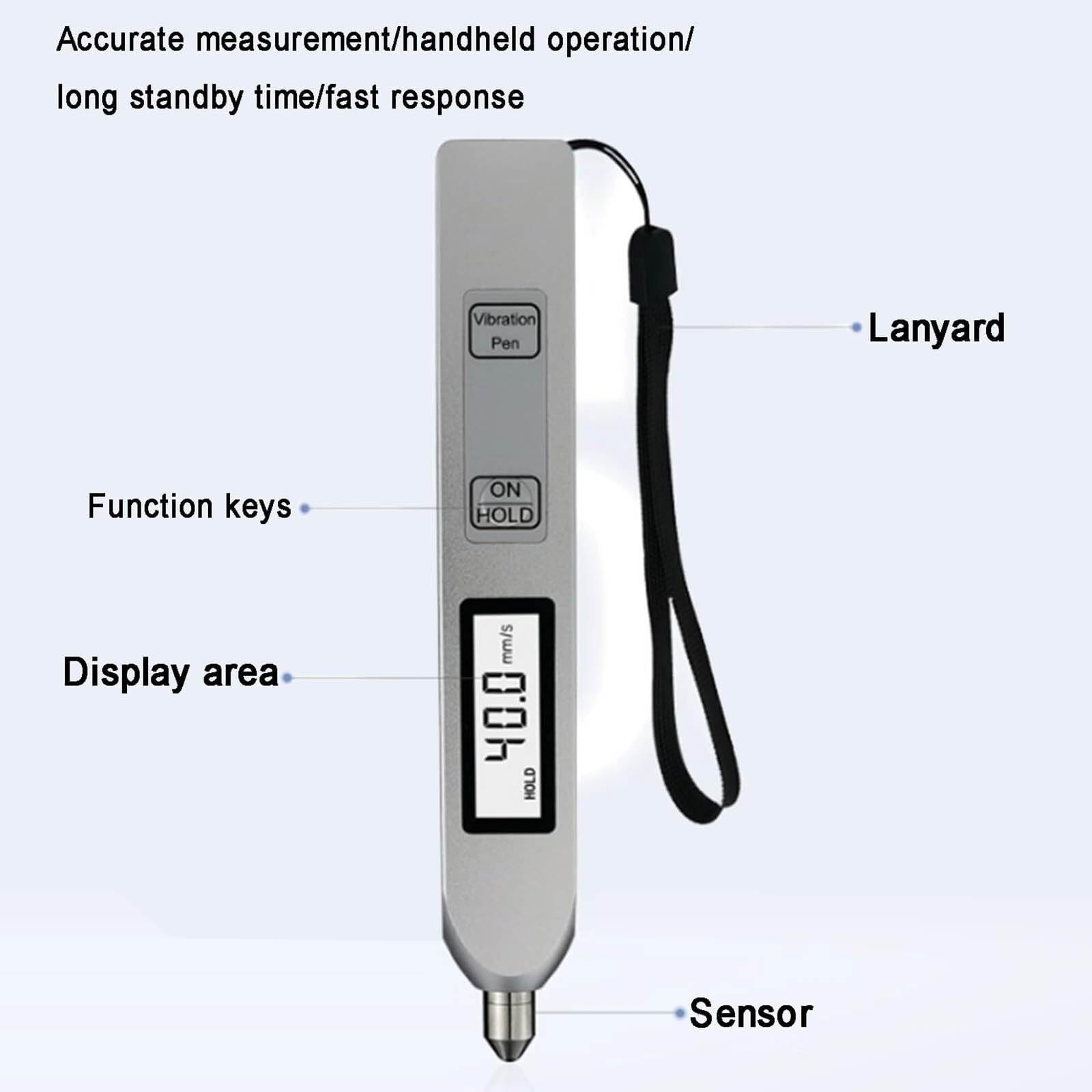 Digitales Vibrations-Analysegerät, Stift-Typ-Vibrationstester mit hochempfindlicher Sonde, klare Anzeige, Beschleunigungsweg-Tester, Frequenzbereich 10 Hz - 1 kHz, für Fabrik