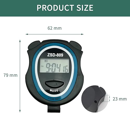 Miniatura 7 de Cronómetro temporizador – Reloj deportivo rojo simple – Funcionamiento básico – Pantalla transparente – Apto para niños – Ideal para pista, campo,