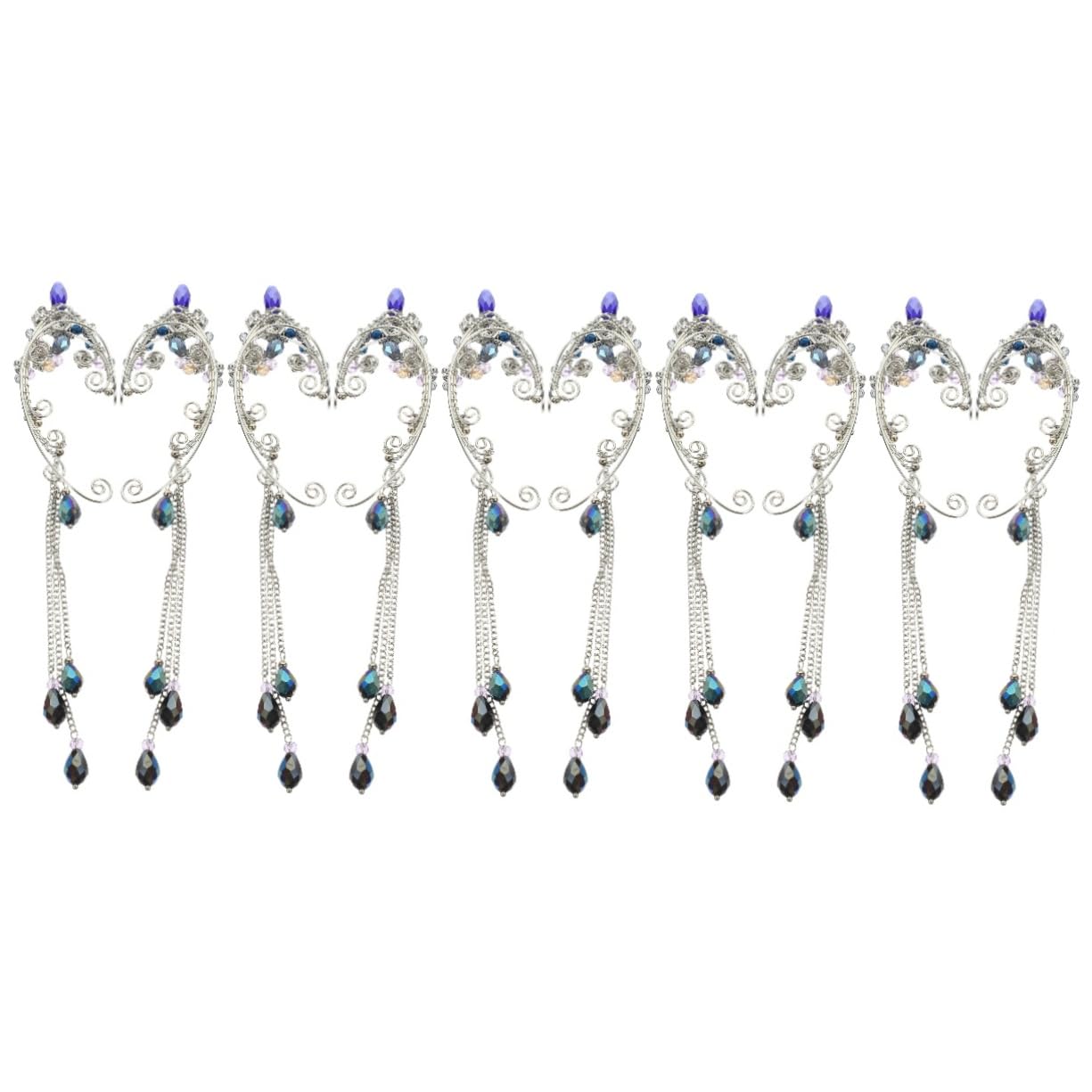Clip per orecchie da elfo graziosi orecchini per le donne polsino con ala di perle earrings for women bow earrings polsino dell'orecchio per le donne orecchio da elfo lega