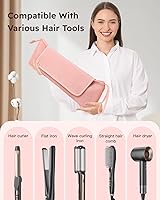 Vista 3 de Bolsa de viaje para herramientas para el cabello con alfombrilla resistente al calor, estuche organizador de cabello portátil grande 2 en 1