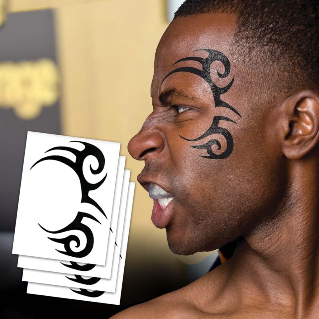 Tyson Tribal Design Temporary Tattoos (4-Pack) | Skin Safe | MADE IN THE USA | Removable