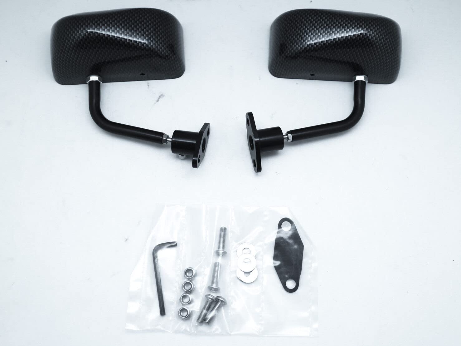 Specchietti Laterali Piccoli da Gara in Look Carbonio Auto/Moto Tipo F1, Coppia Lato Destro+Sinistro