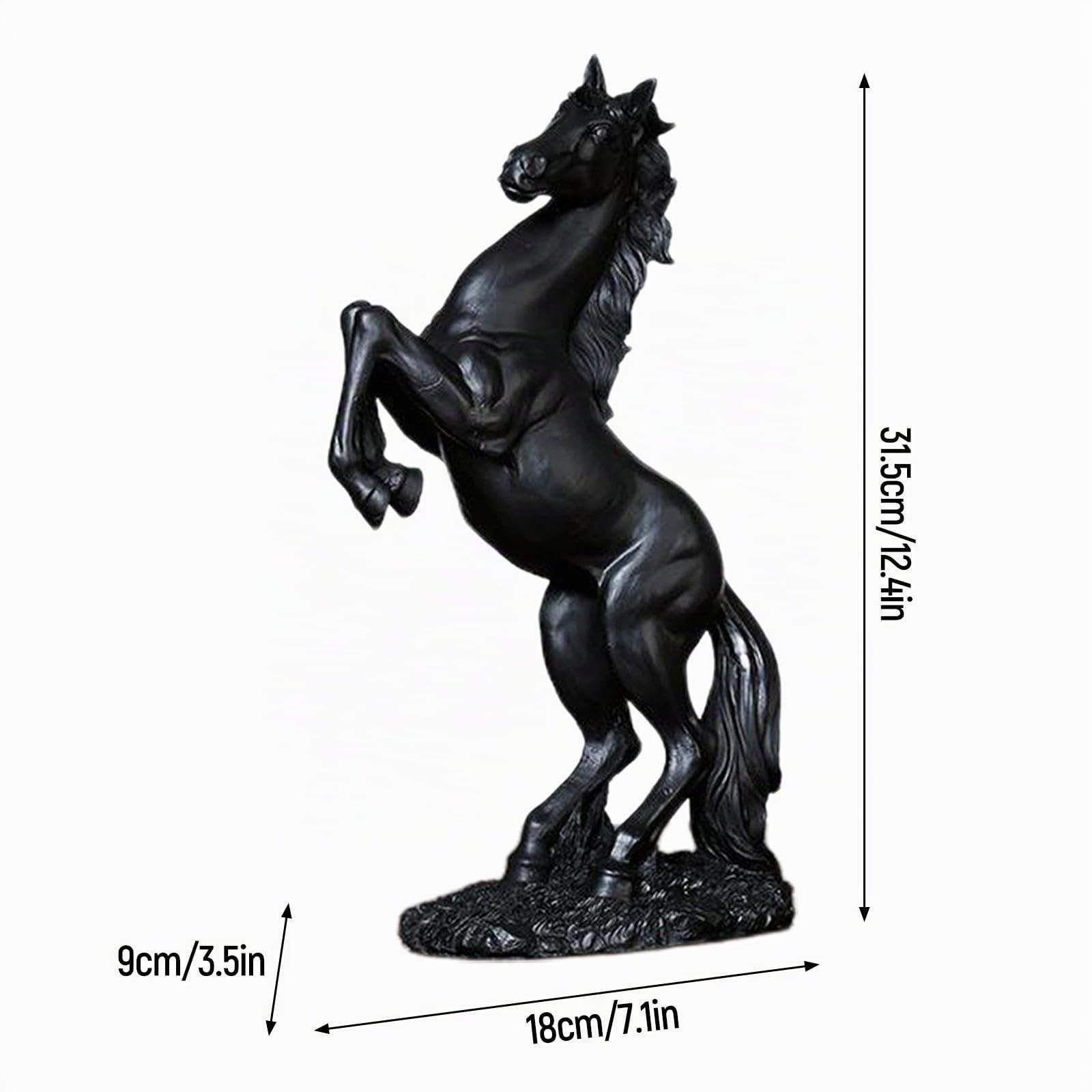 Fenteer Estatua de Caballo Decoración del Hogar Escultura Resina Decorativa Moderna - Negro