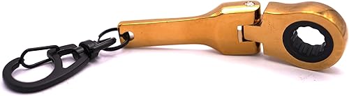 Miniatura 3 de GTRotors Llavero de llave de trinquete de oro de 0.394 in (bono gratis cinta métrica de 3 pies)