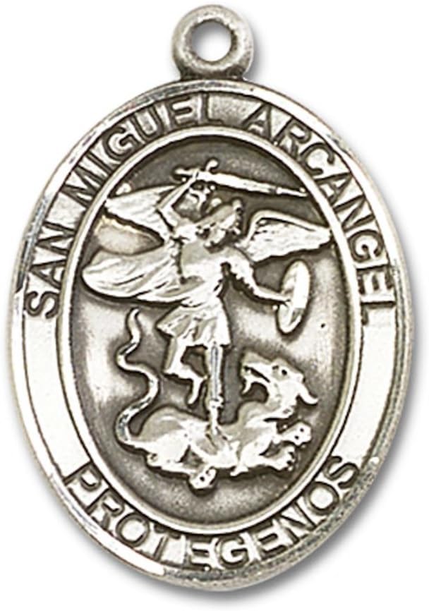 Bonyak Jewelry San Miguel Arcangel Hand-Crafted Oval Medal Pendant in Sterling Silver