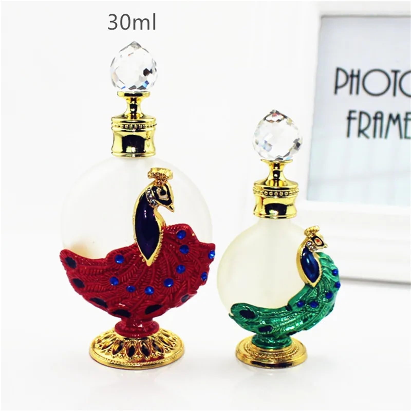 Rozpylacz do perfum, 30ml Metal Peacock Perfume Atomizer With Glass Dropper Multicolor(Gold)