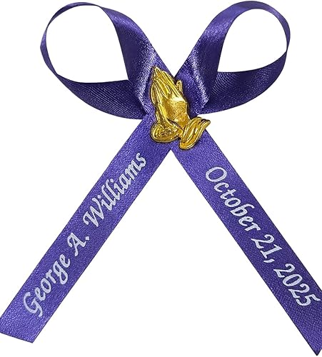 Miniatura 3 de 25 cintas personalizadas de servicio conmemorativo para celebración fúnebre de la vida, por encargo, conmemoración de conciencia, aniversario, cruz