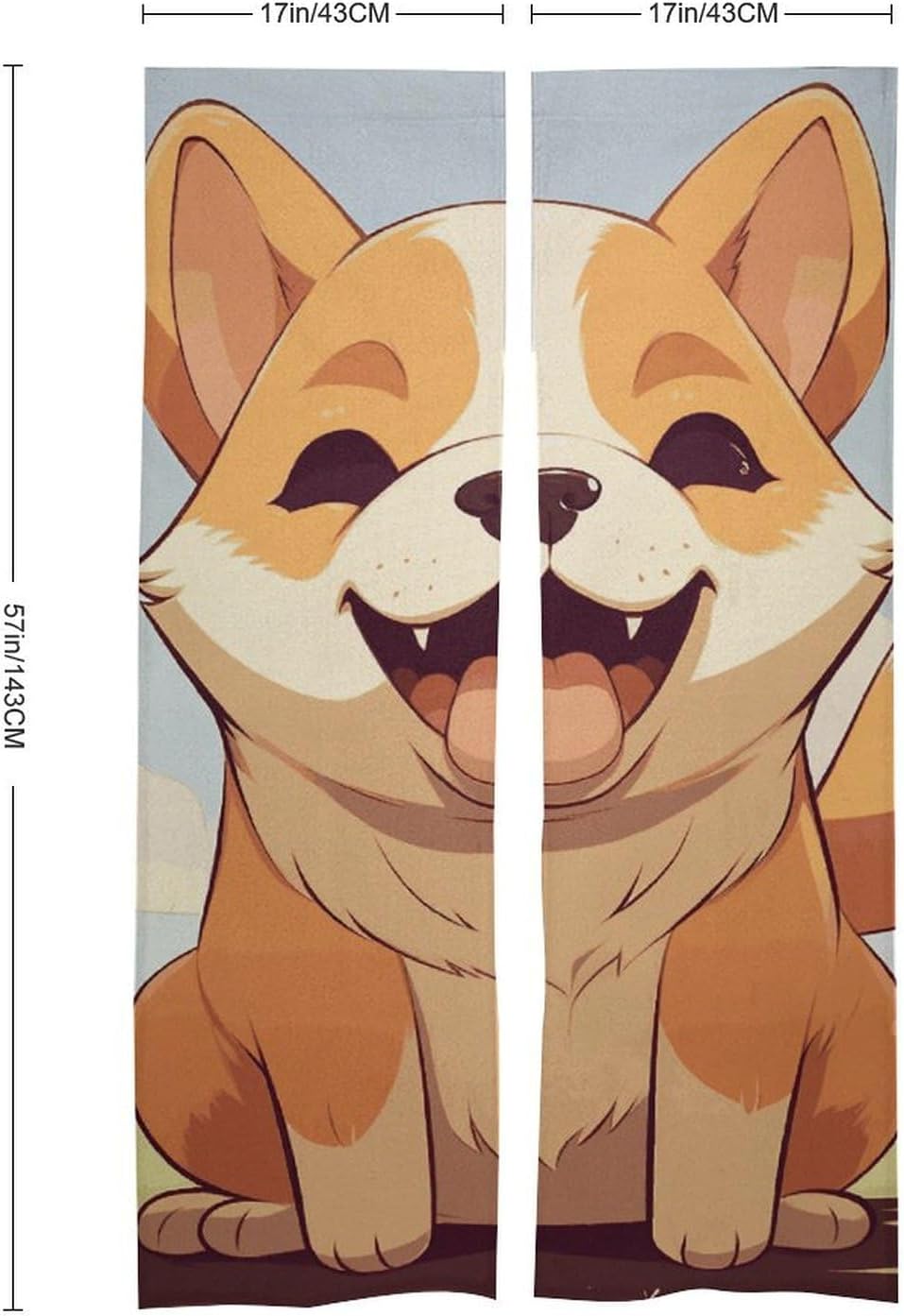 Cartoon Shiba Inu Dog Door Curtain Blackout Doorways Curtains Divider Curtains Door Flag for Living Room,Front Doors,Sliding Doors(57 X 17 Inch)