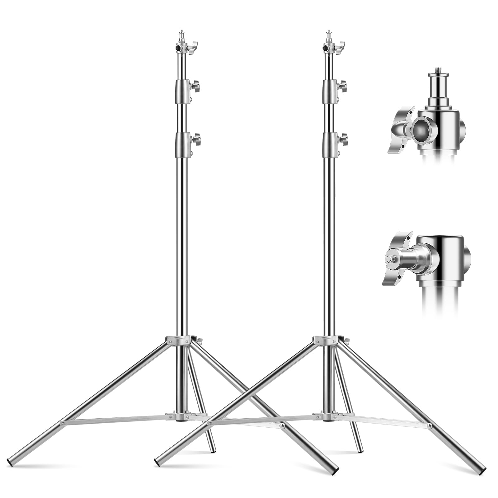 Supporto per Luce 2,8 m Treppiedi in Acciaio Inox con Molla Ammortizzata e Adattatore Universale da 1/4" a 3/8" per Fotografia Studio Softbox Riflettore
