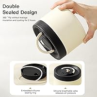 Vista 6 de Paquete de 2 termos para comida caliente, lonchera aislada apilable, caja Bento de acero inoxidable aislada al vacío de boca ancha a prueba de fugas