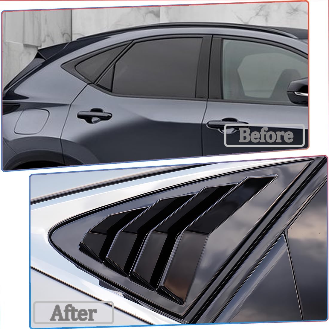 2Pcs Side Vent Window Louvers for Lexus NX300 2018-2021,NX300h 2015-2021,NX200T 2015-2017 - ABS Print Sport Window Decorative Covers, Exterior Trim Accessories - Bright Black