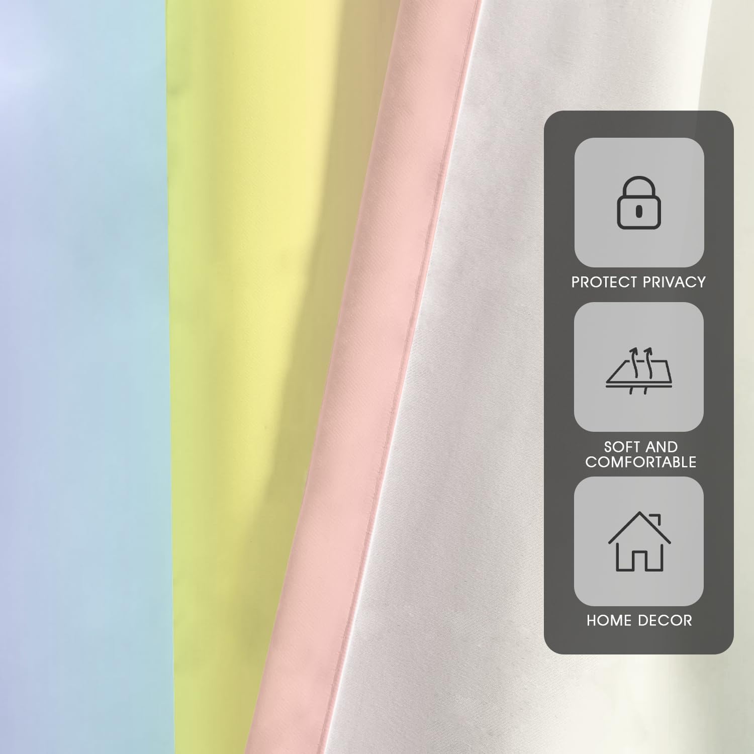 zokyer Rainbow Colorful Window Curtain Long Wide Cute Bright Classroom Nursery Funny Pastel Ombre Pretty Modern Abstract Pink Art Girls 52" W x 84" L for Bedroom Living Room 2 Panels Rod Pocket Drapes