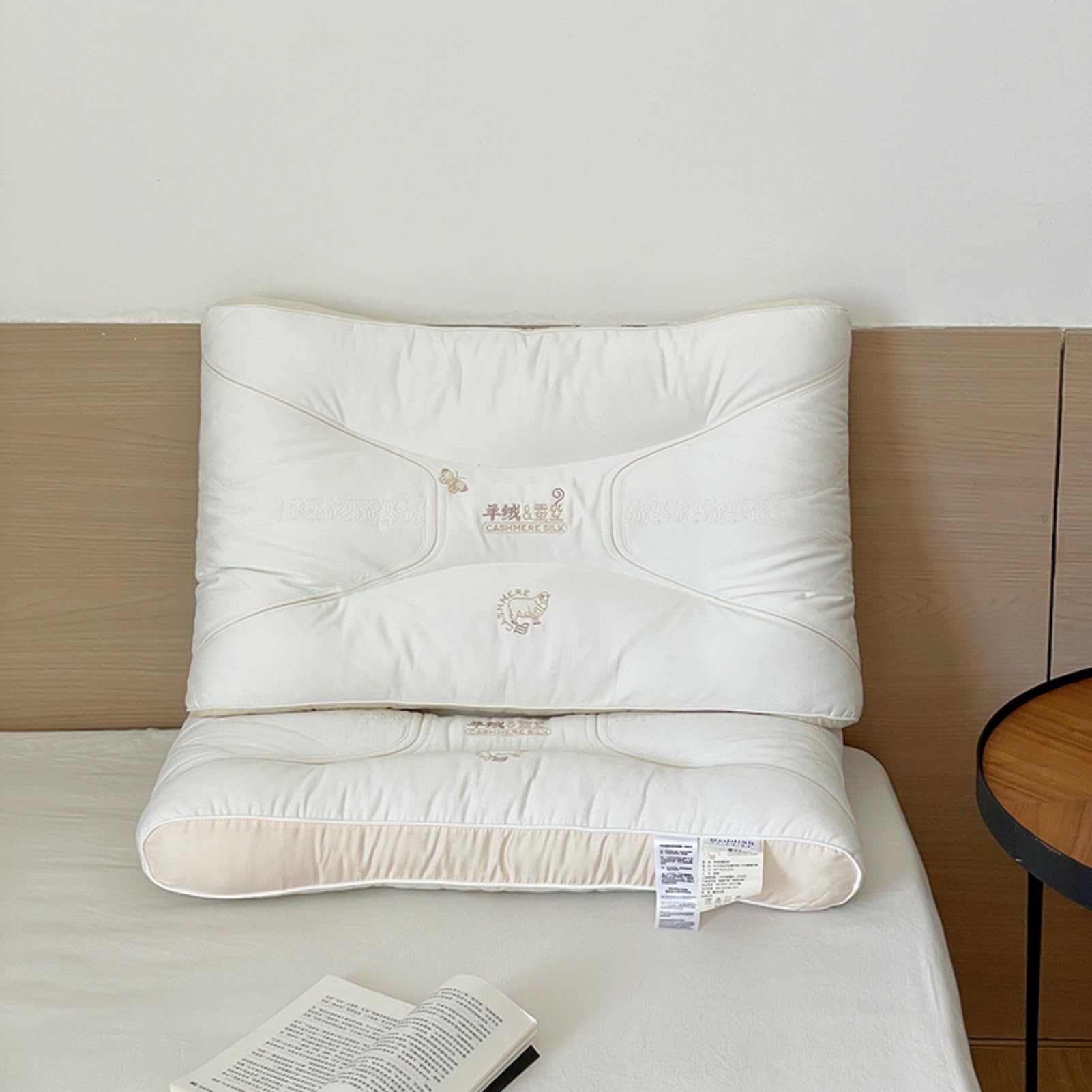 Guanciali, Cuscino in Fibra, Morbido Cuscino Dormire, Cuscini Letto, Lussuoso Cuscino Letto, Antiacaro Anallergico Traspirante, Lavabili in Lavatrice (Altezza 6-8 cm,48x74cm)