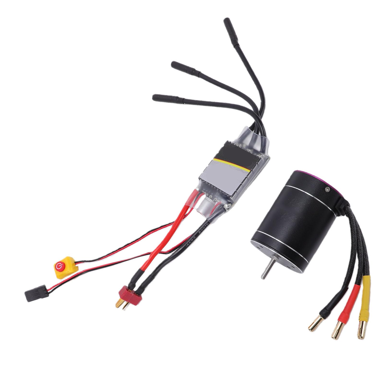 Dilwe RC Brushless Motor ESC Combo 3300KV, Sensorloses 3650 75A ESC-Set mit Wasserdichtem Design für 1/10 1/8 RC Cars Boote