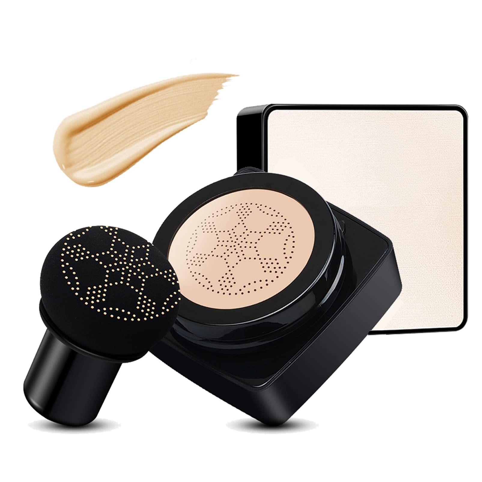 CC Cream Foundation,Mushroom Head Air Cushion CC Cream,Powder Foundation Full Coverage for Flawless Makeup,Concealer Moisturizing Brightening Liquid Foundation BB Cream (BUFF BEIGE104#)