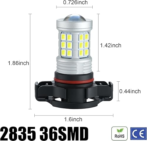Vista 45 de Bombillas LED antiniebla superbrillantes de 3000 lm H8 H11, bombillas DRL de alta potencia 3030 chips con lente de proyector de repuesto